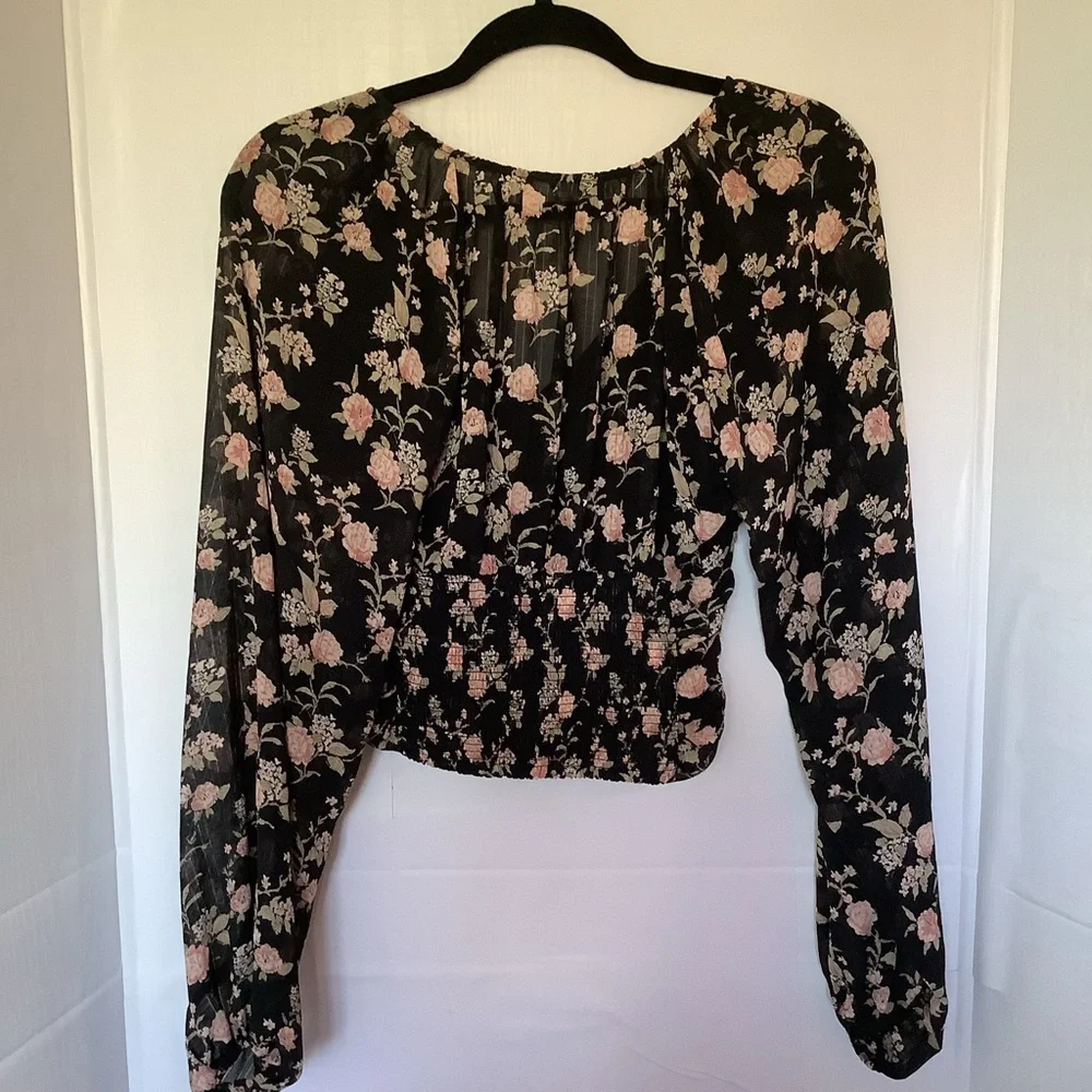 Free People New Final Rose Blouse lkng puff‎ sleeve sz Small NWT